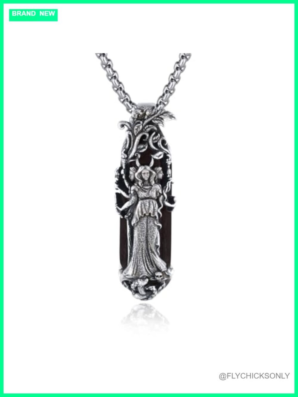 Hecate Pendant Necklace Black Onyx Wicca Pagan Amulet Jewelry